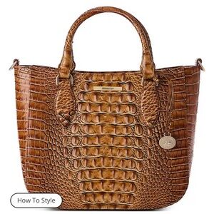 Brahmin Brown Crocodile Embossed Leather Tote